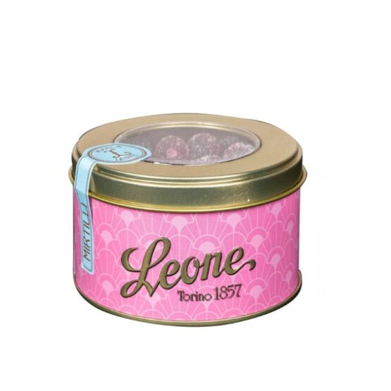 Tin of Red Orange Jellies with a pink and white label.