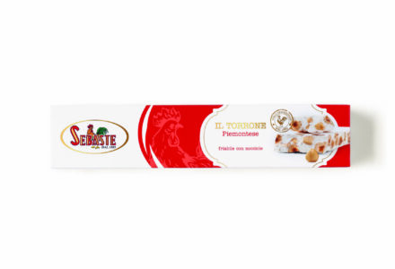 Hard Nougat with hazelnuts in a box