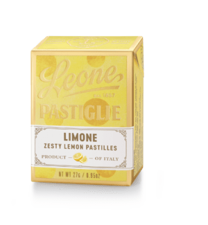 A tin of Pastiglie Leone Limone Pastilles