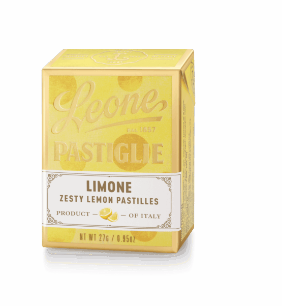 A tin of Pastiglie Leone Limone Pastilles