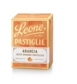 A tin of Pastiglie Leone Orange Pastilles
