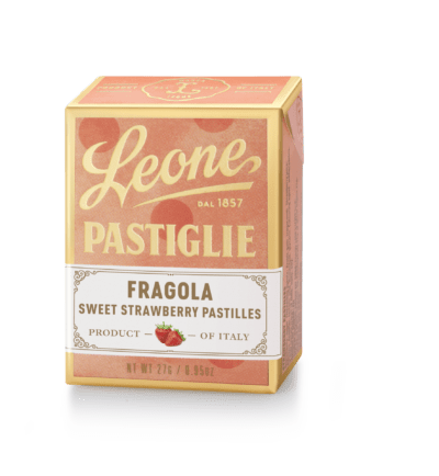 A tin of Pastiglie Leone Strawberry Pastilles