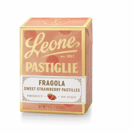 A tin of Pastiglie Leone Strawberry Pastilles