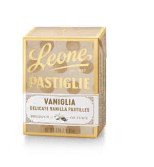 A tin of Pastiglie Leone Vaniglia Pastilles
