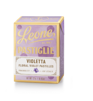 A tin of Pastiglie Leone Violet Pastilles