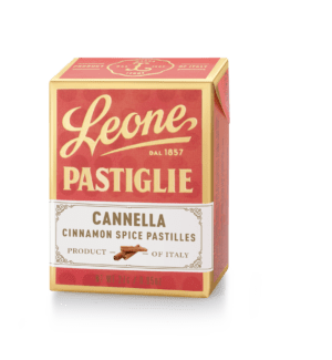 A tin of Pastiglie Leone Cinnamon Pastilles