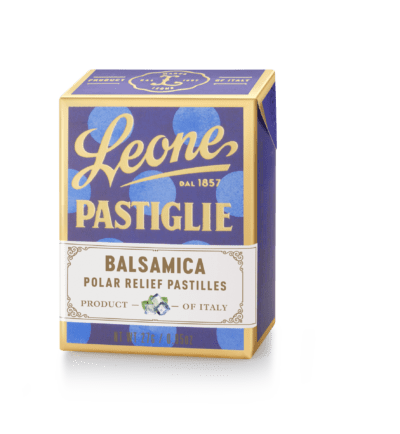 A tin of Pastiglie Leone Balsamica Pastilles
