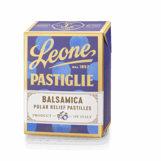 A tin of Pastiglie Leone Balsamica Pastilles
