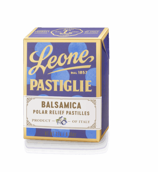 A tin of Pastiglie Leone Balsamica Pastilles