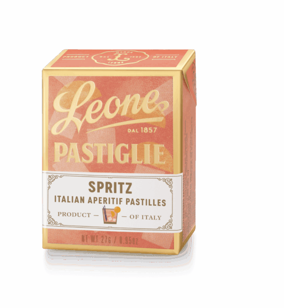 A tin of Pastiglie Leone Spritz Pastilles