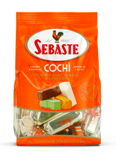 Soft Nougat with hazelnuts, almonds, pistachios and papaya covred in chocolate, vanilla, orange and cedar
